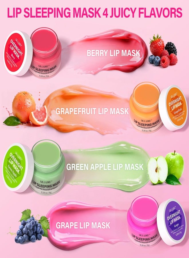 ulluxe Lip Sleeping Mask Set, Valentine's Day Gifts for Women, Overnight Lip Mask with Shea Butter, Vitamin C for Nourishing Hydrating & Moisturizing, Lip Treatment for Dry, Flaky Lips, Lip Care Gift - Image 2